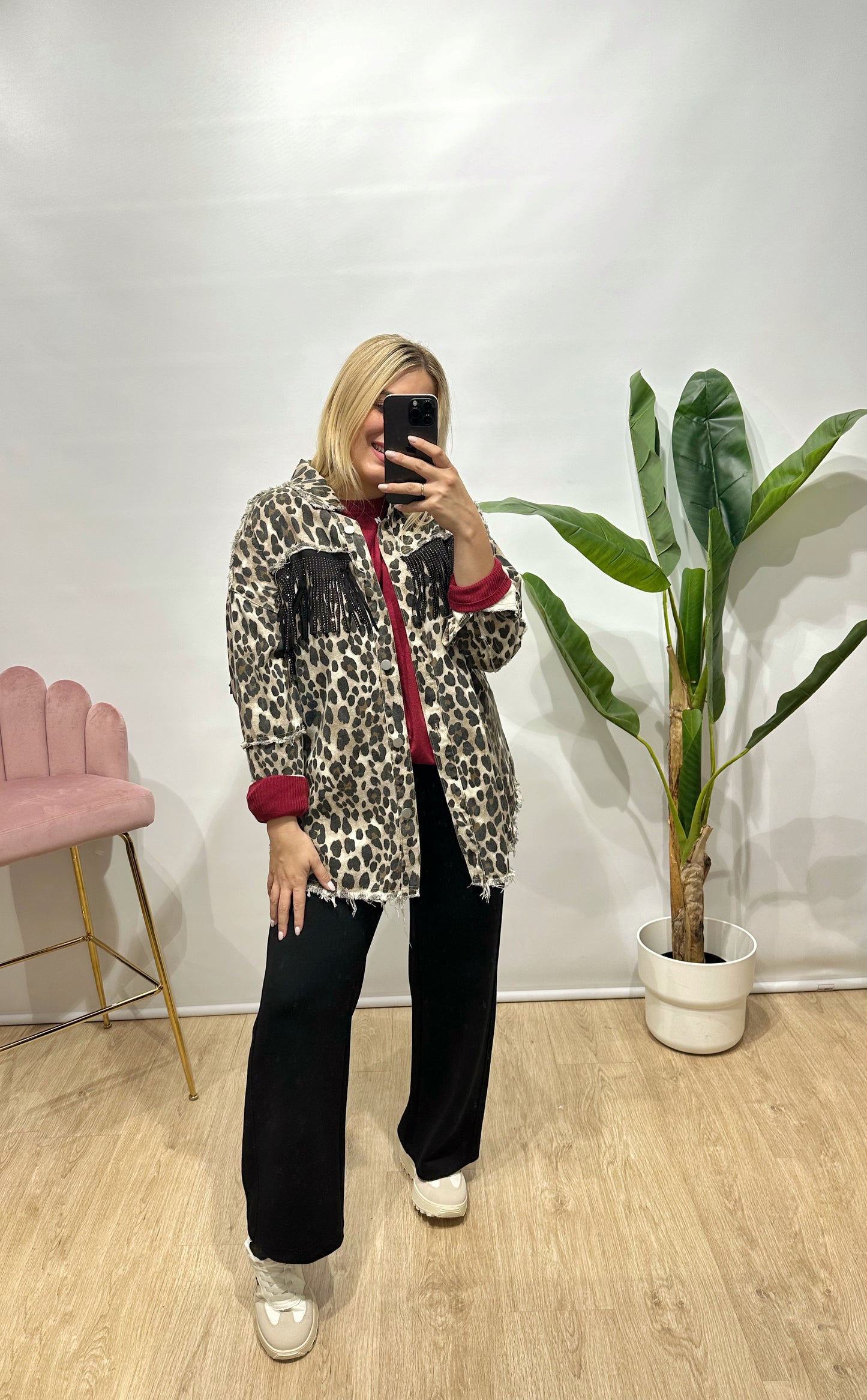 Cazadora oversized print